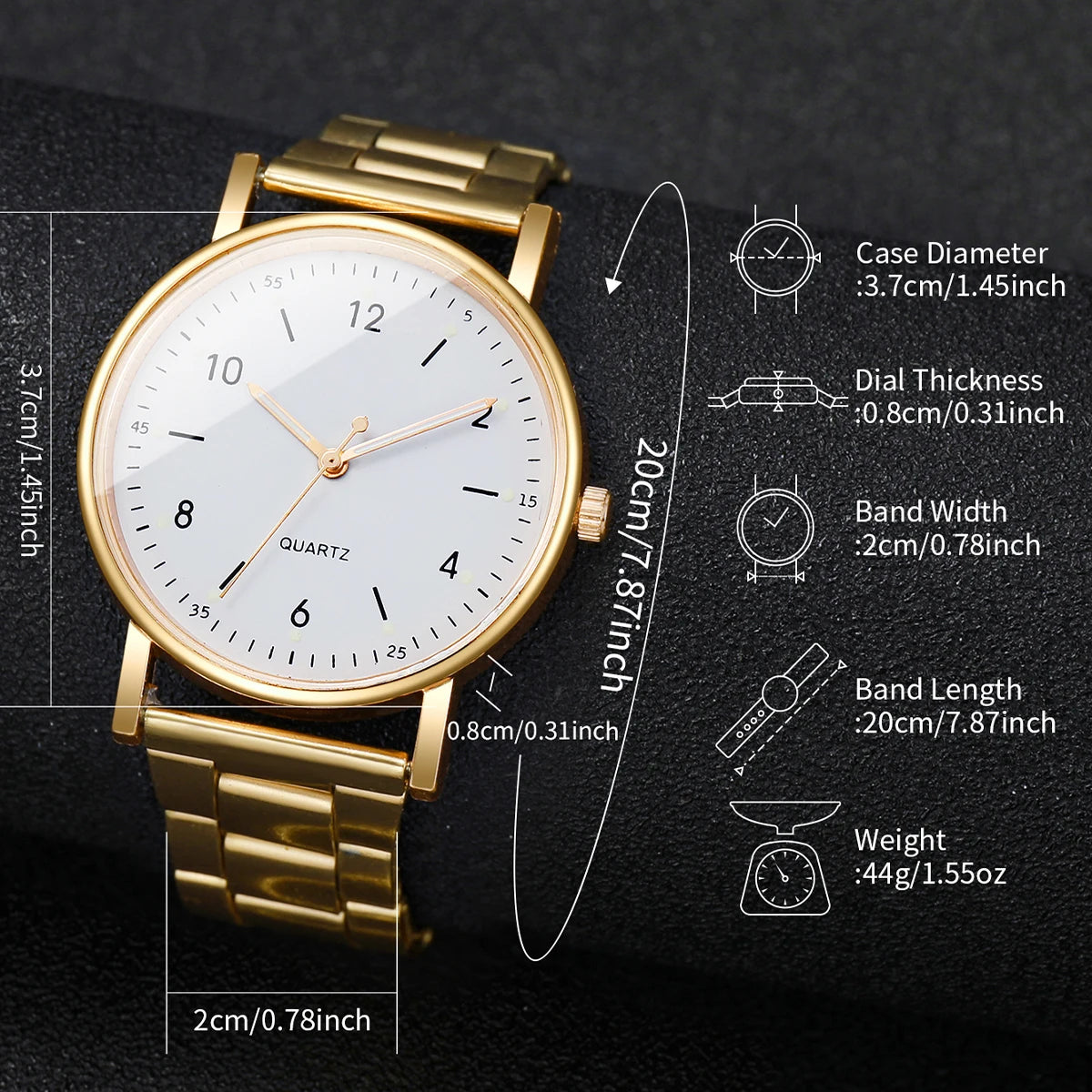 Luxury Women's Arabic Dial Watch & Bracelet Set | Elegant Quartz Wristwatch Gift (2/4 PCS)