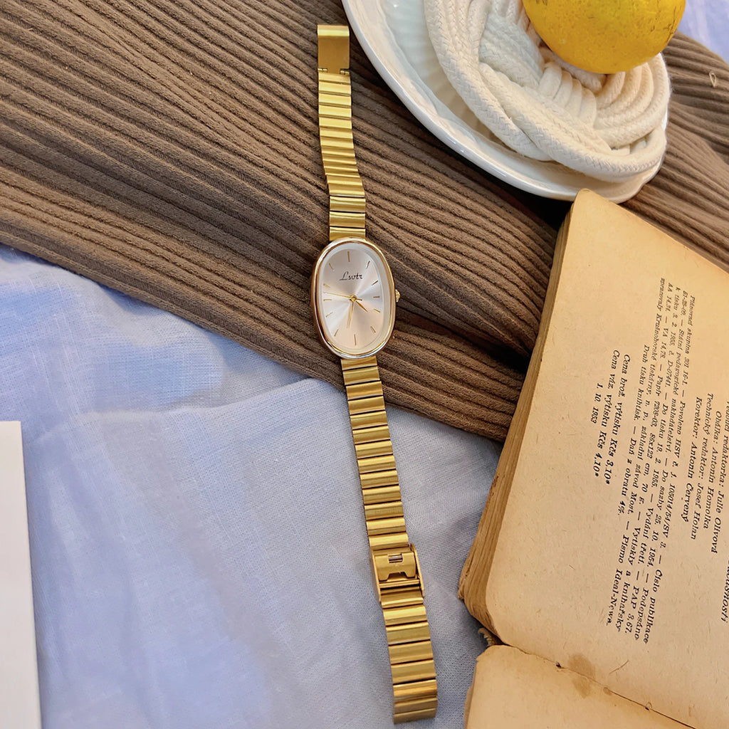 Luxury Gold Women's Bracelet Watch | Elegant Oval Quartz Wristwatch