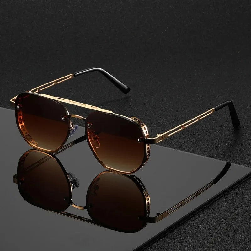 Luxe Double-Beam Metal Sunglasses