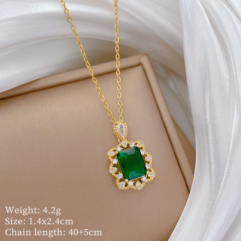 【】 Multi-element style copper micro-inlaid combination women's exquisite chain