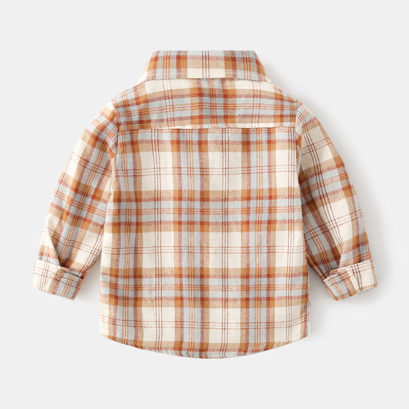 Children's plaid shirt Korean version of children's wear boys' long-sleeved shirt fashion baby casual top a hair