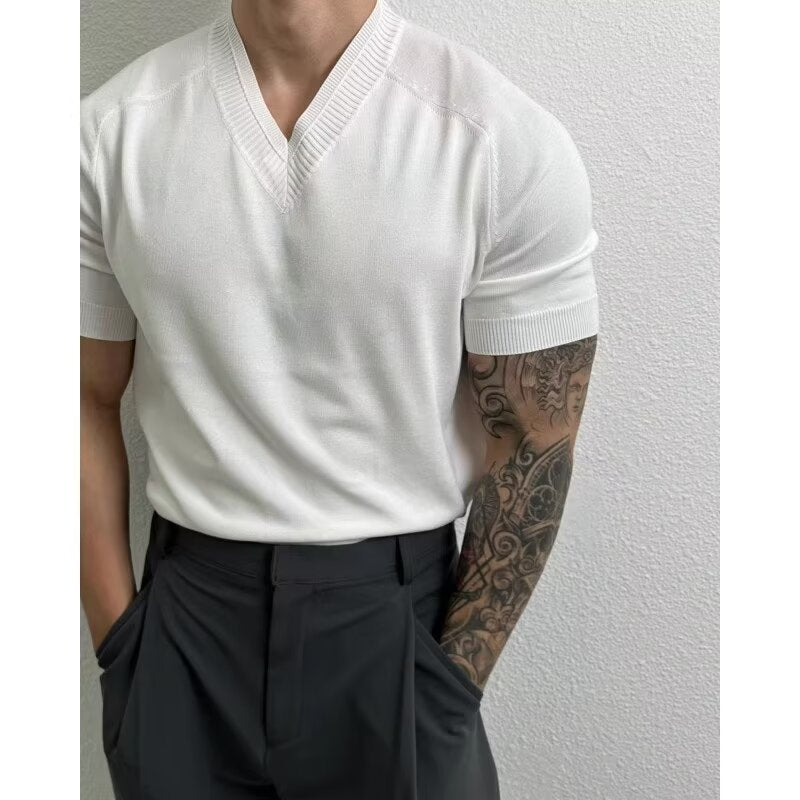 V-Neck Knit Tee