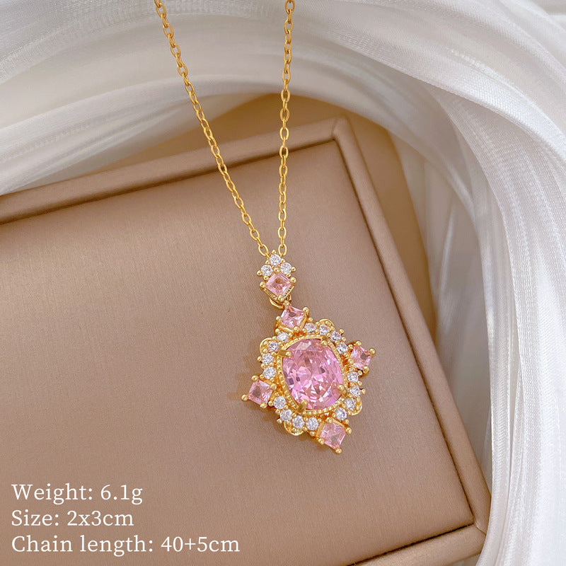【】 Multi-element style copper micro-inlaid combination women's exquisite chain