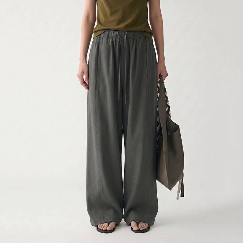 Yunchang Tencel Lyocell Cotton Imitation Linen wide-leg Women's thin linen Casual Pants K0220