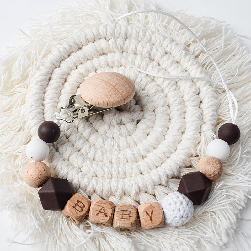 IBEX Baby Pacifier Holder Clip – Beech Wood & Silicone Beads