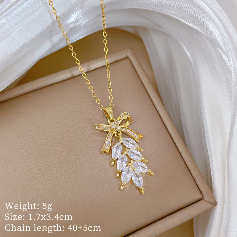 【】 Multi-element style copper micro-inlaid combination women's exquisite chain