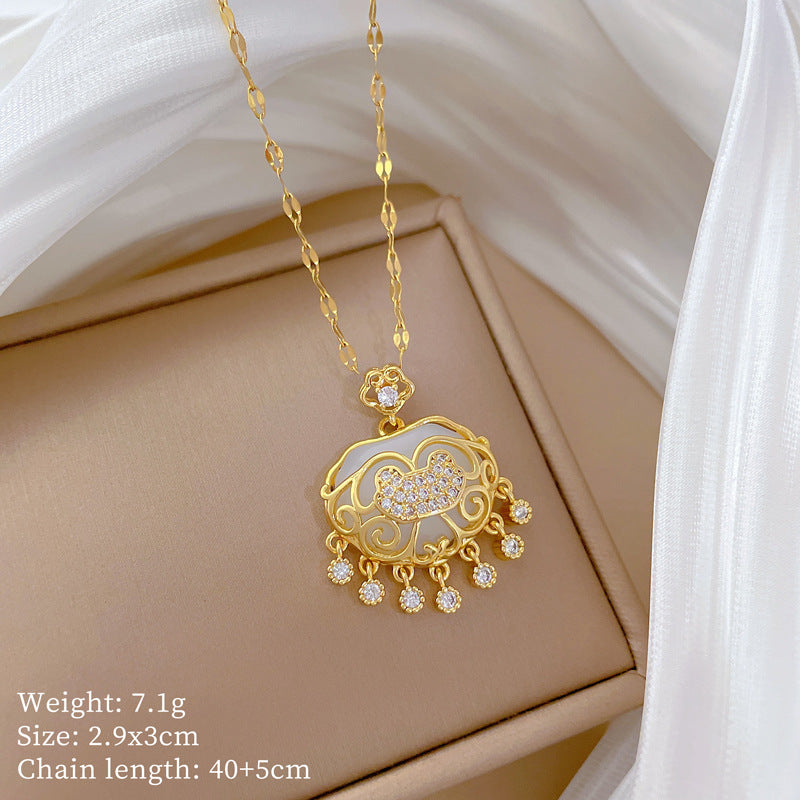 【】 Multi-element style copper micro-inlaid combination women's exquisite chain