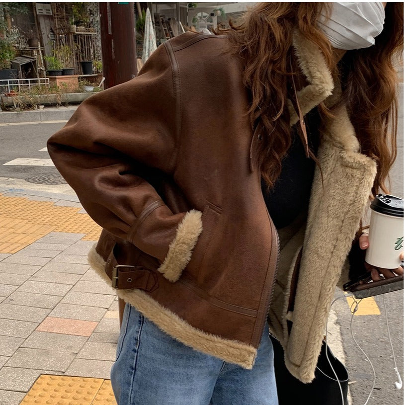 Women’s Cozy Faux Leather Jacket