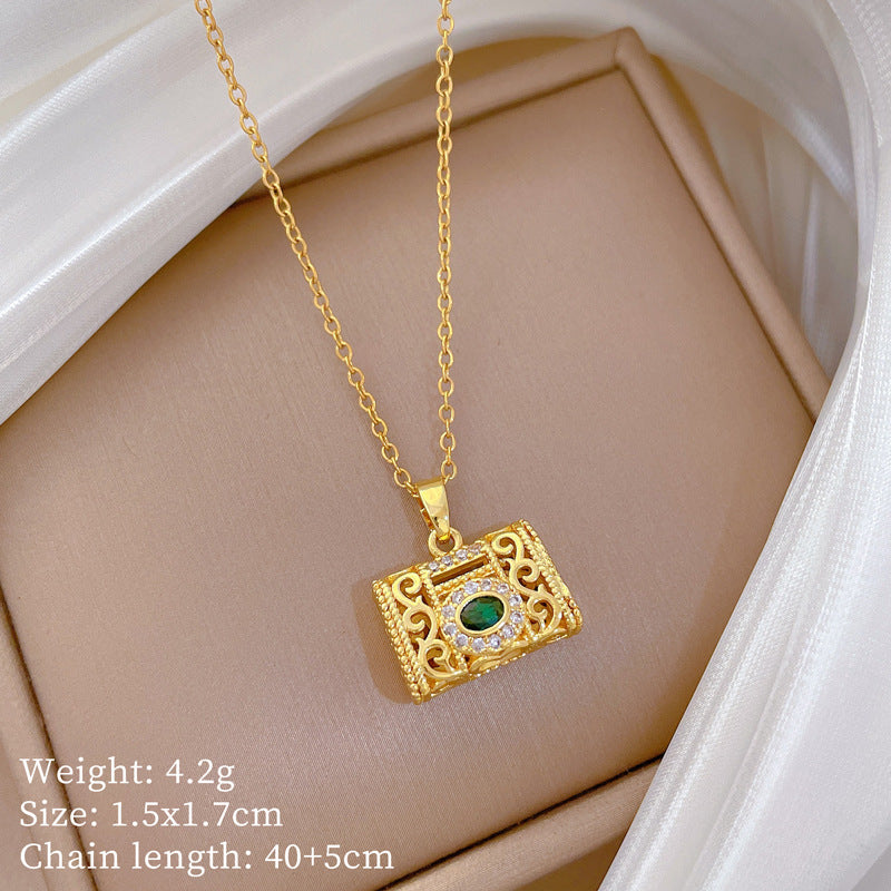 【】 Multi-element style copper micro-inlaid combination women's exquisite chain