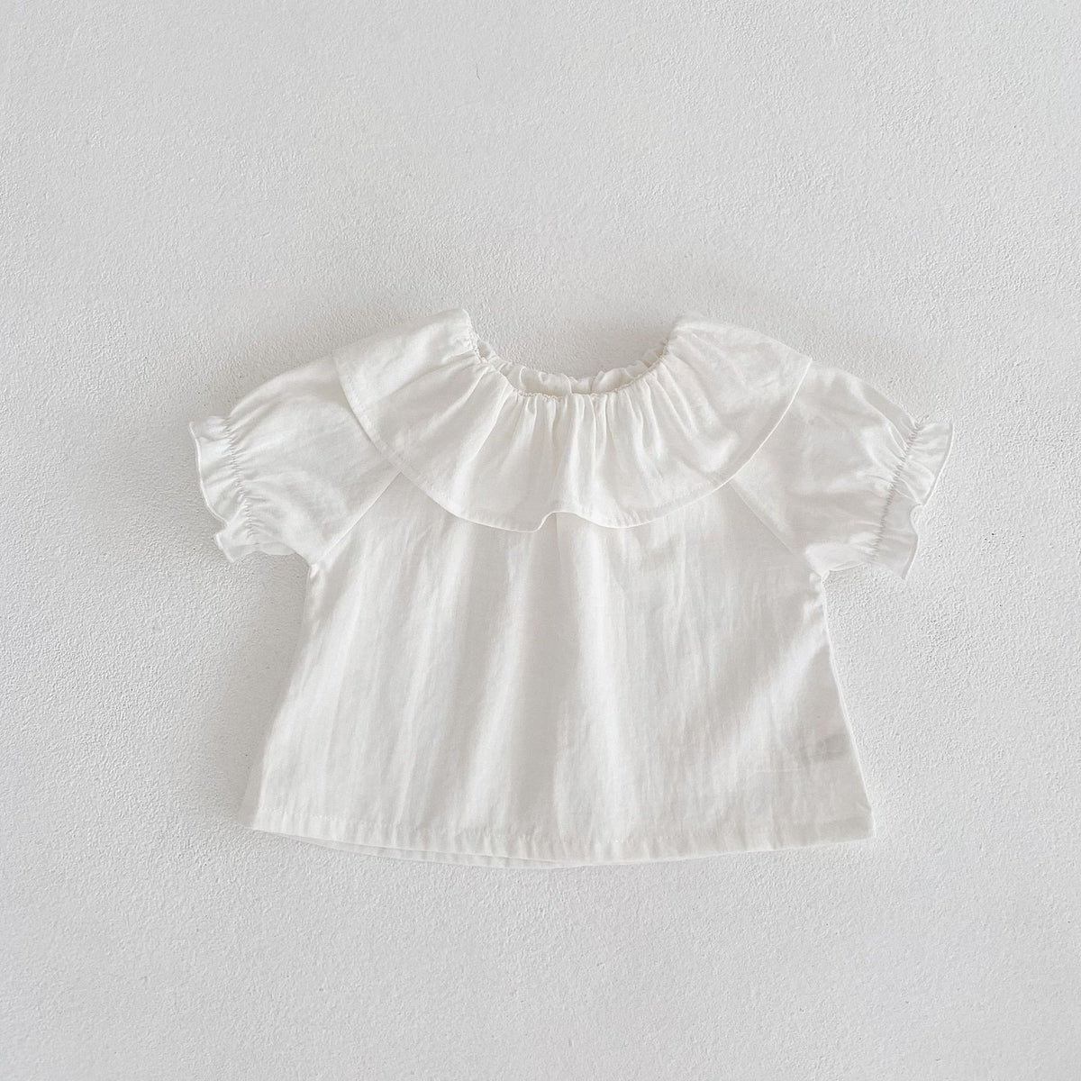 Infants and young children's T-shirt  summer new female baby lotus collar short-sleeved shirt top white matching style