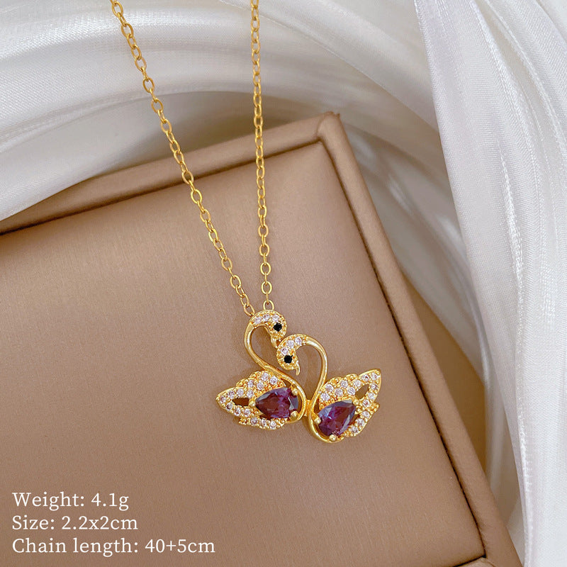 【】 Multi-element style copper micro-inlaid combination women's exquisite chain