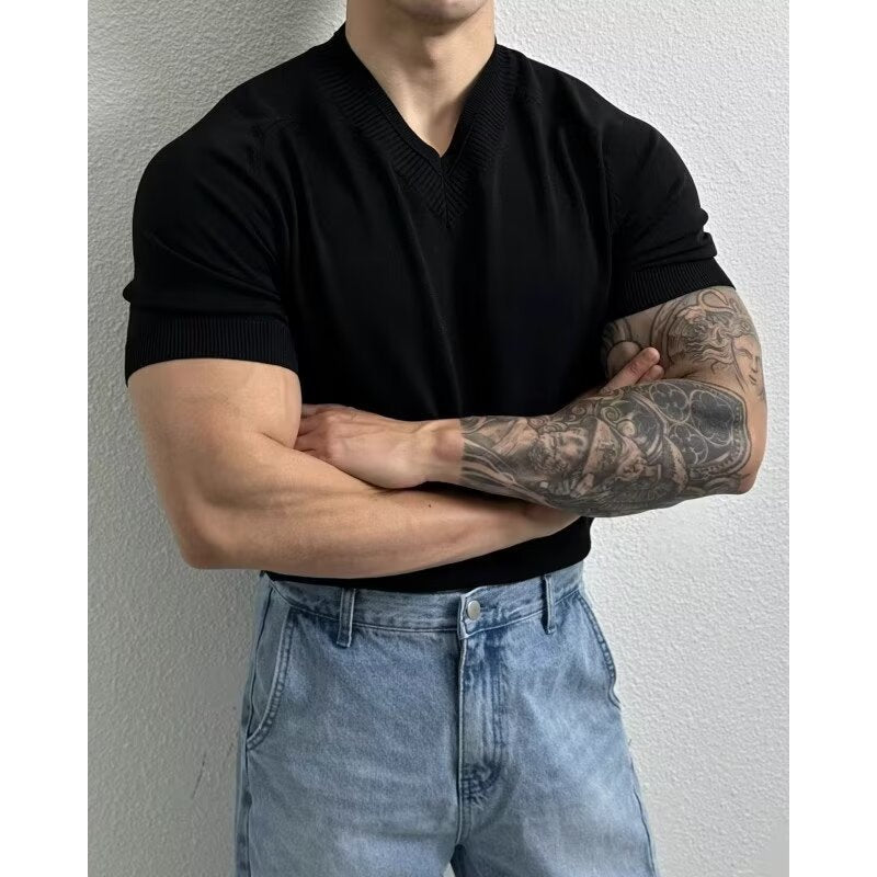 V-Neck Knit Tee
