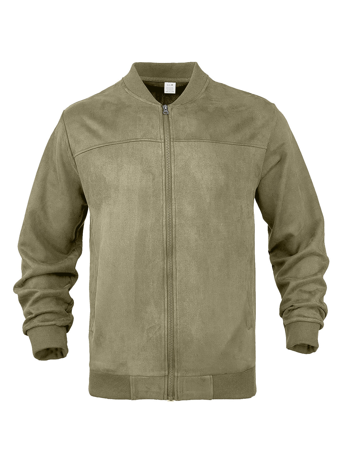 Men's suede solid color casual stand-up collar zipper jacket, plus-size mid-spring long-sleeved coat cardigan