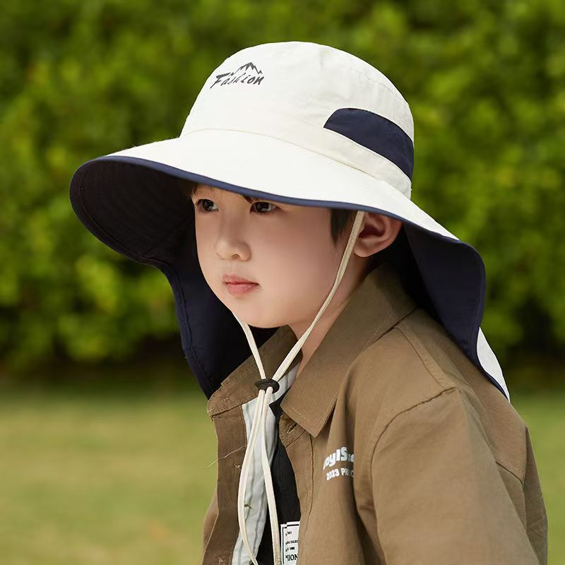 Children's sun hats, men's mountaineering wide-brimmed fisherman hats, outdoor neck protectors, sun hats, shawl sun hats
