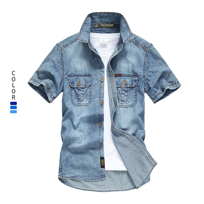 IBEX Classic Short-Sleeve Denim Shirt