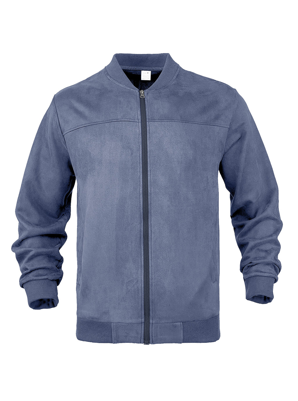 Men's suede solid color casual stand-up collar zipper jacket, plus-size mid-spring long-sleeved coat cardigan
