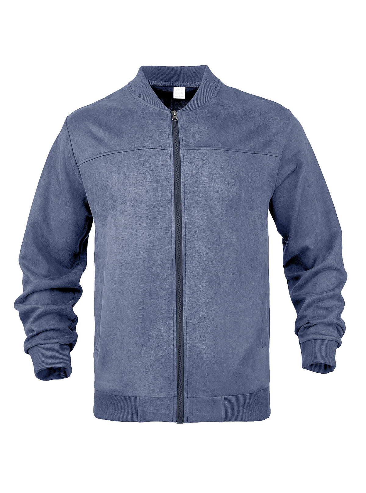 Men's suede solid color casual stand-up collar zipper jacket, plus-size mid-spring long-sleeved coat cardigan