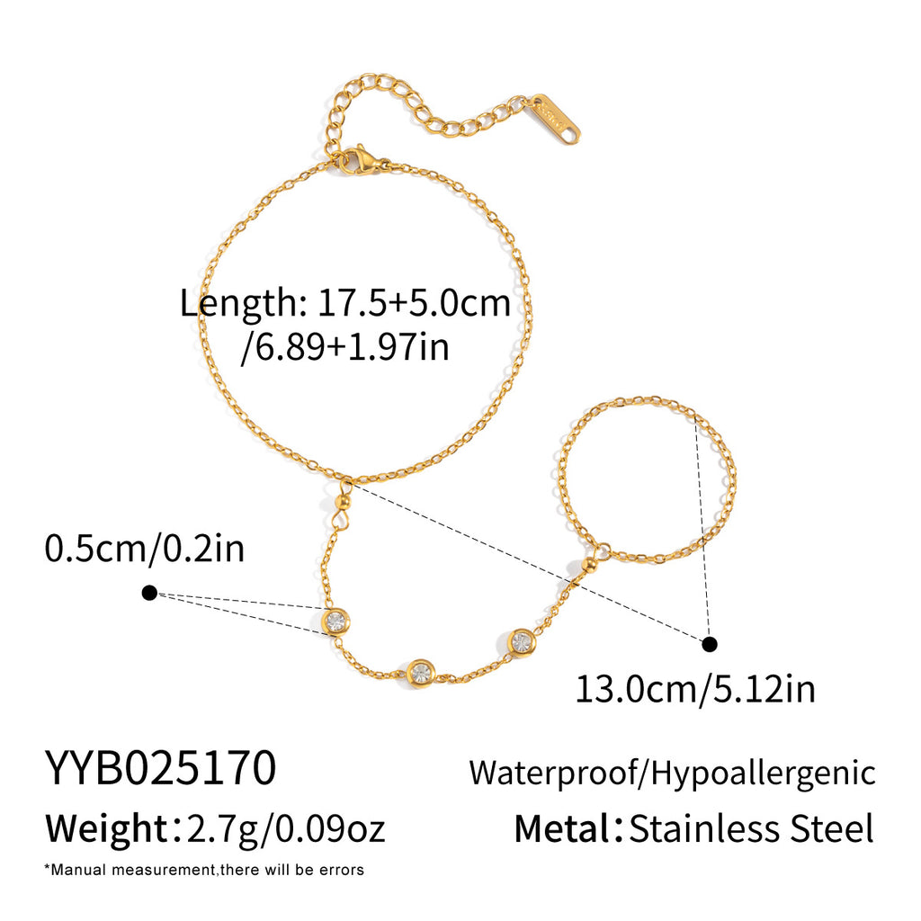 Yiyi high-end white finger chain vacuum plated 18K, versatile and elegant jewelry for women