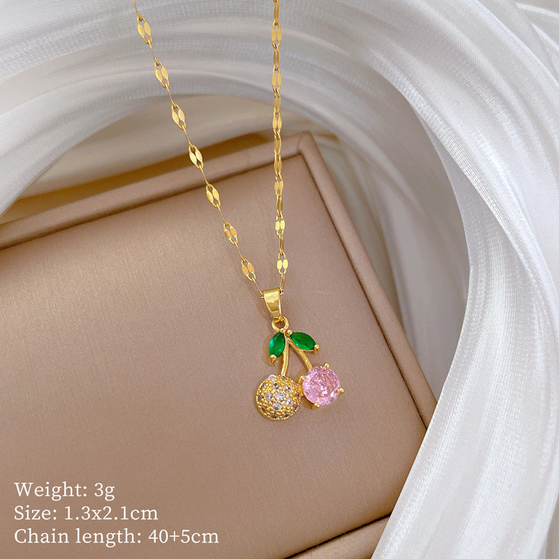 【】 Multi-element style copper micro-inlaid combination women's exquisite chain