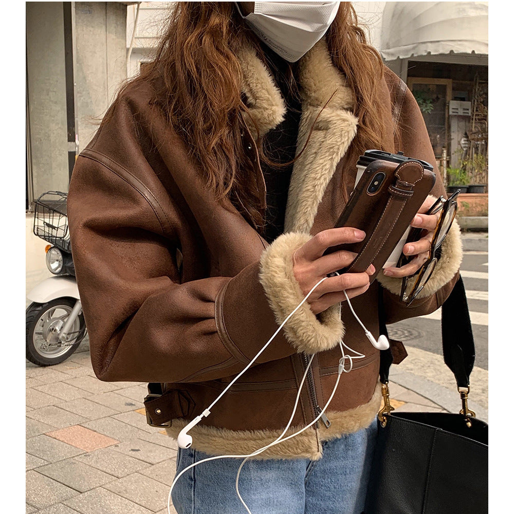 Women’s Cozy Faux Leather Jacket