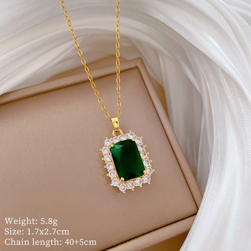 【】 Multi-element style copper micro-inlaid combination women's exquisite chain