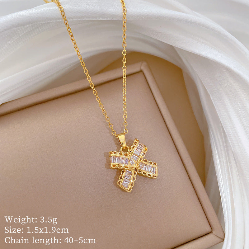 【】 Multi-element style copper micro-inlaid combination women's exquisite chain