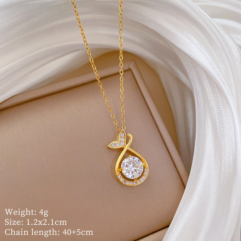 【】 Multi-element style copper micro-inlaid combination women's exquisite chain
