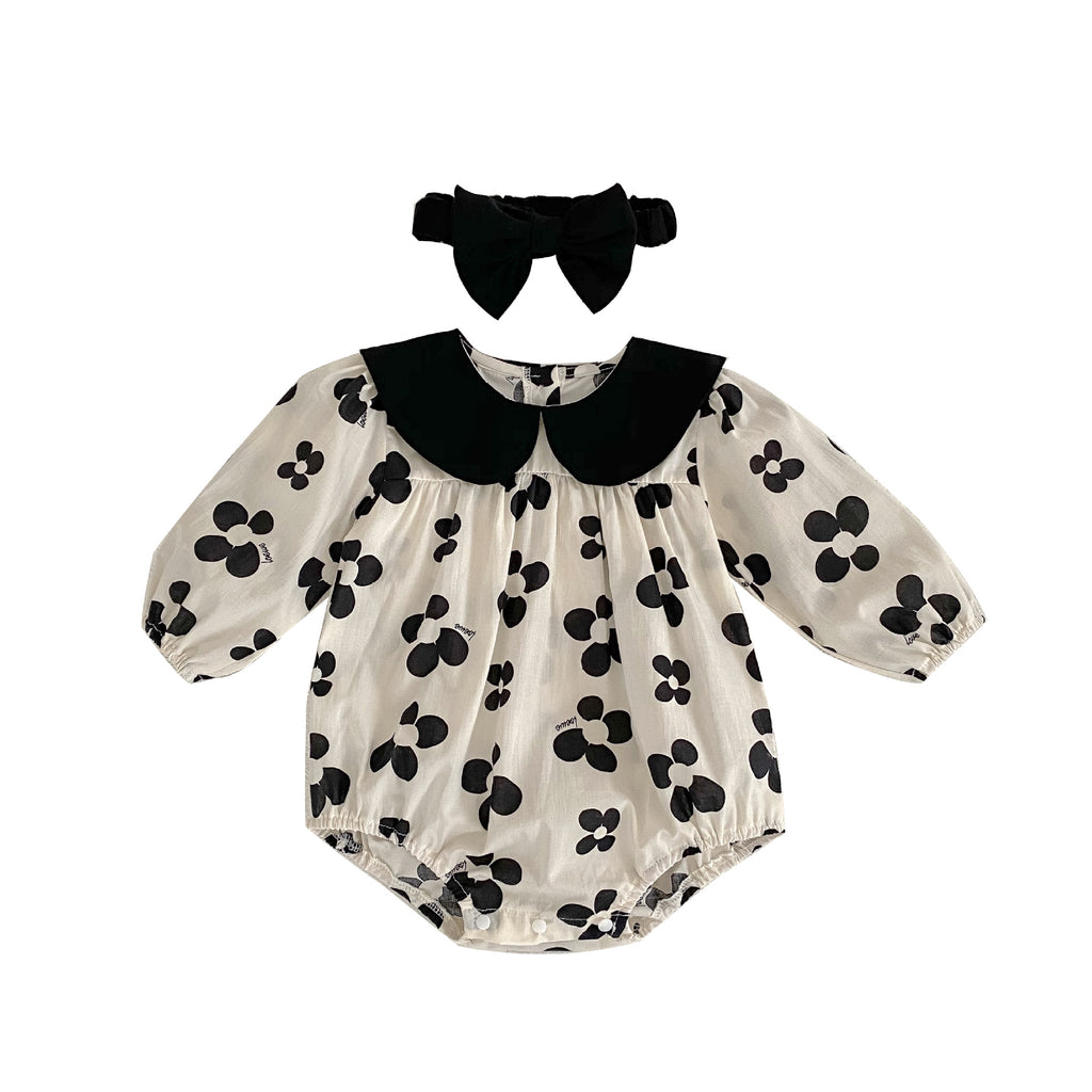Baby clothes spring foreign style girl baby long-sleeved flowers Hayi princess bag fart climbing clothes hair band
