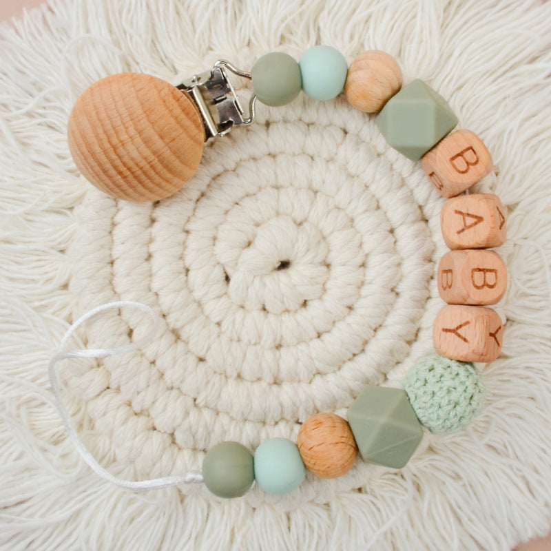 IBEX Baby Pacifier Holder Clip – Beech Wood & Silicone Beads