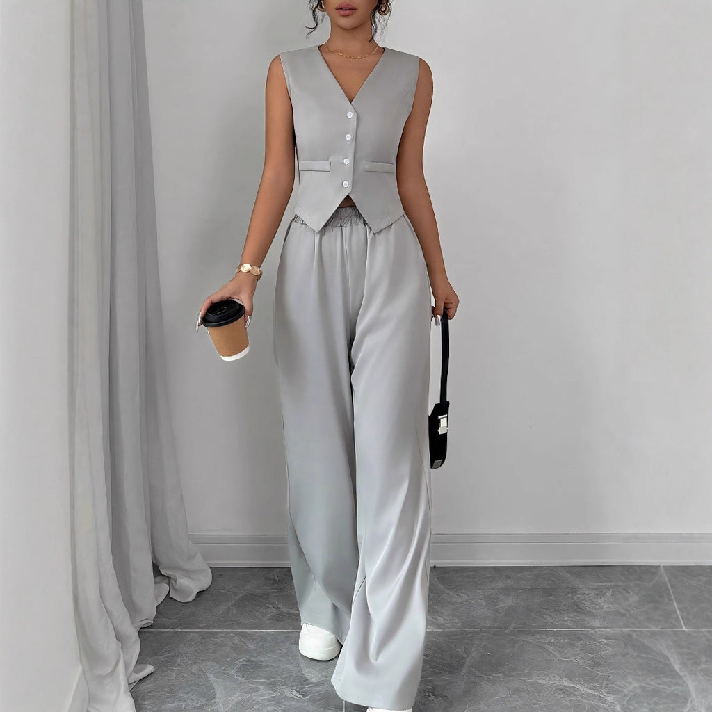 IBEX Women’s Tailored Vest & Wide-Leg Pants Set