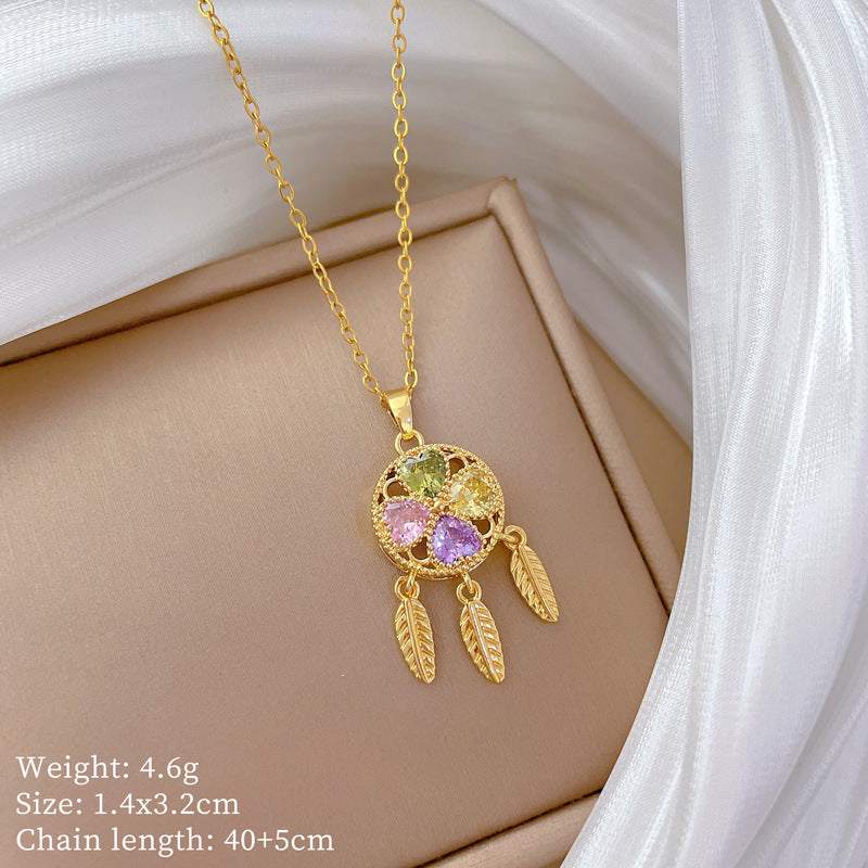 【】 Multi-element style copper micro-inlaid combination women's exquisite chain