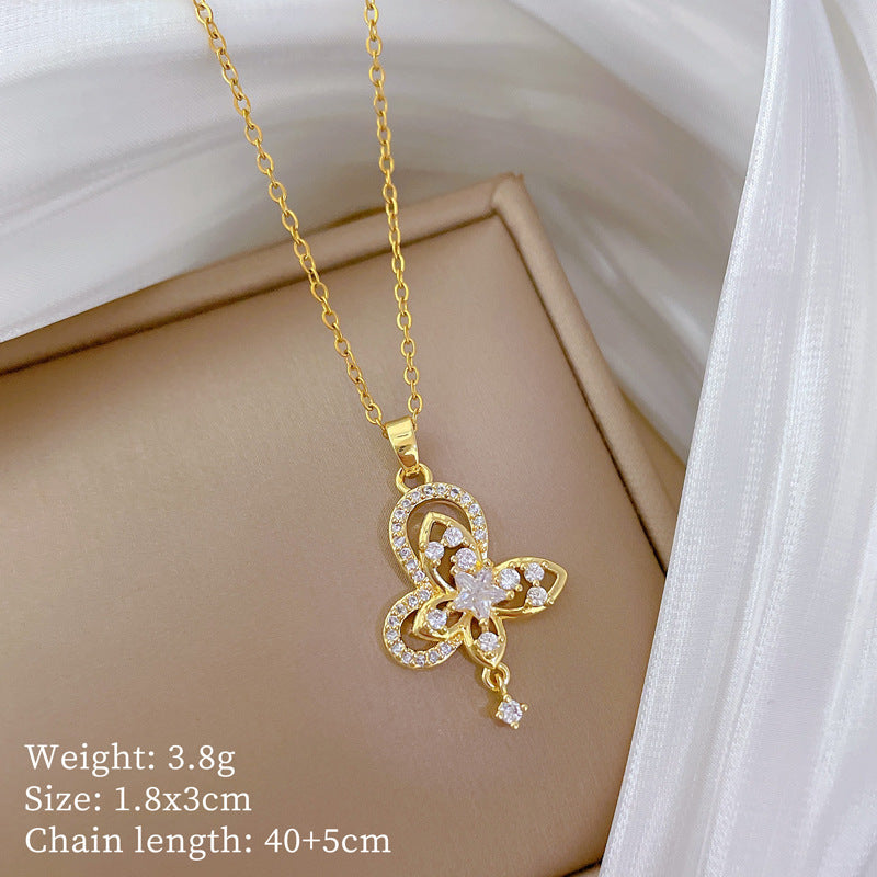 【】 Multi-element style copper micro-inlaid combination women's exquisite chain